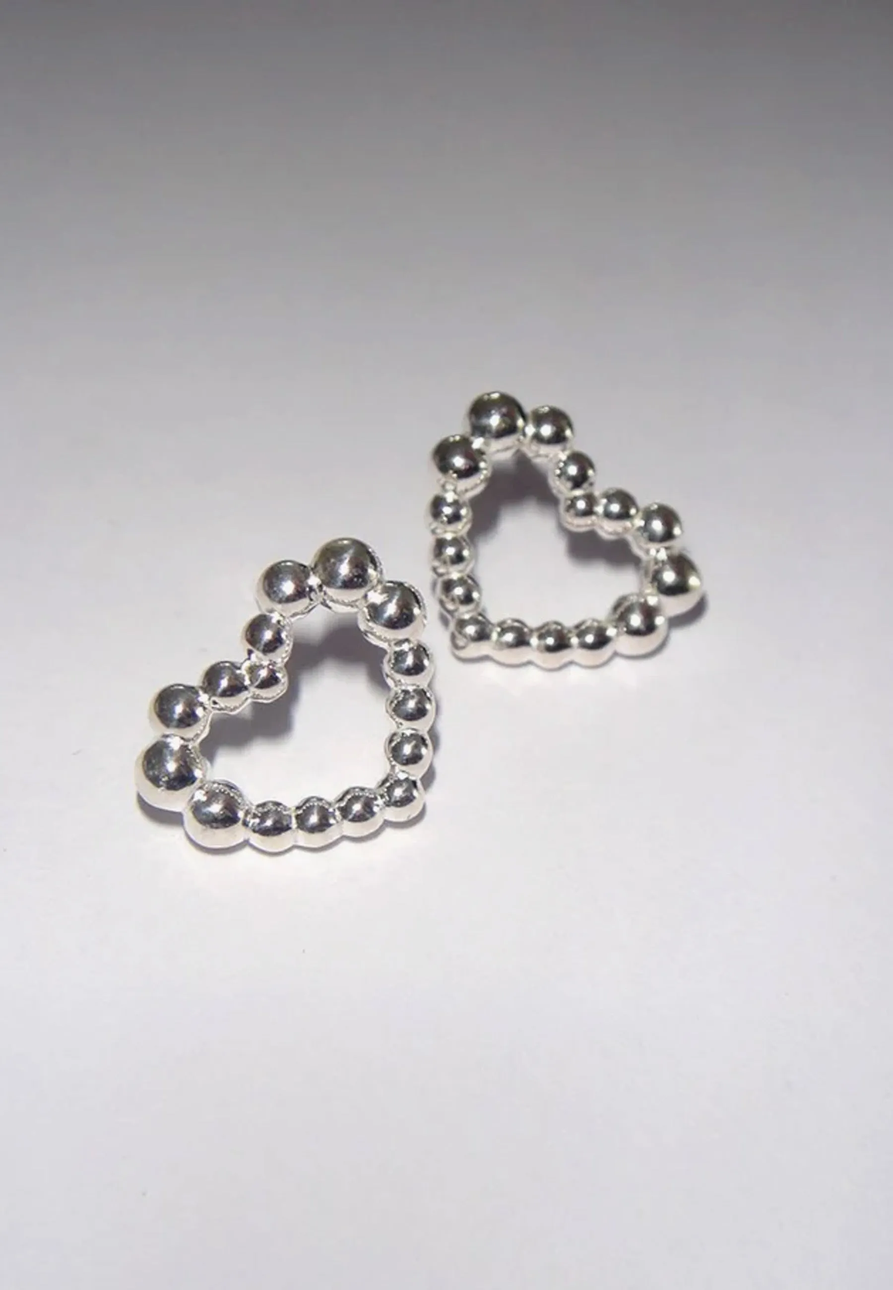 Fizzy Heart Studs - Silver