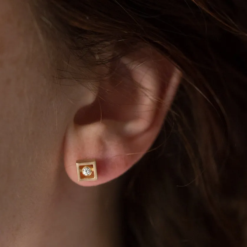 Floating Square Diamond Earrings