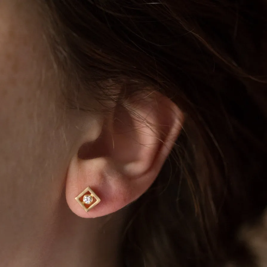 Floating Square Diamond Earrings