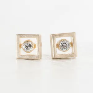 Floating Square Diamond Earrings