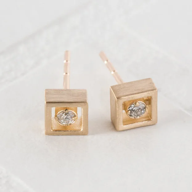 Floating Square Diamond Earrings