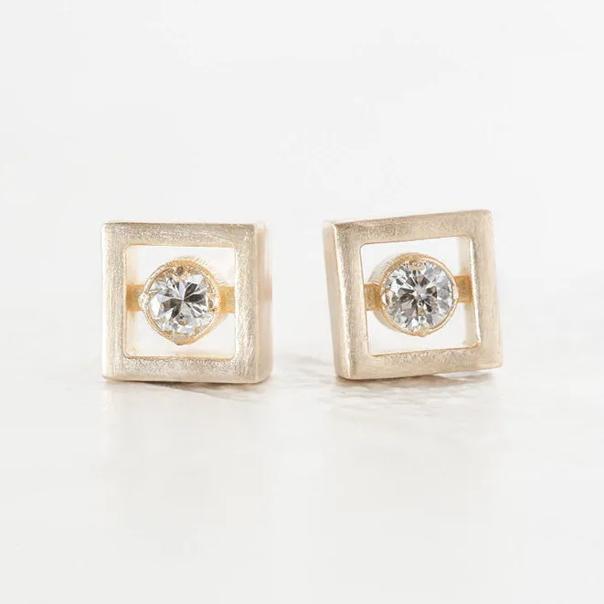 Floating Square Diamond Earrings