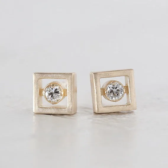 Floating Square Diamond Earrings