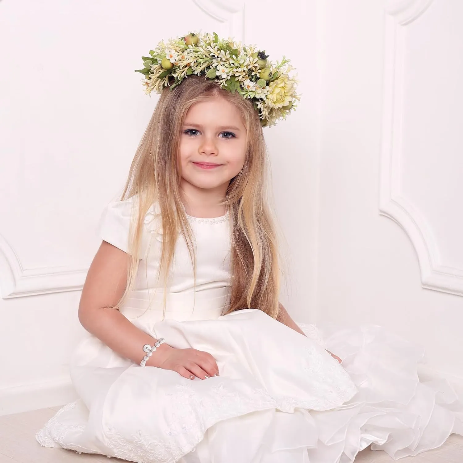 Flower Girl Proposal Bracelet, Initial Bracelet for Girls, Pearl Wedding Party Gift for Child Toddler Kids with Gift Box