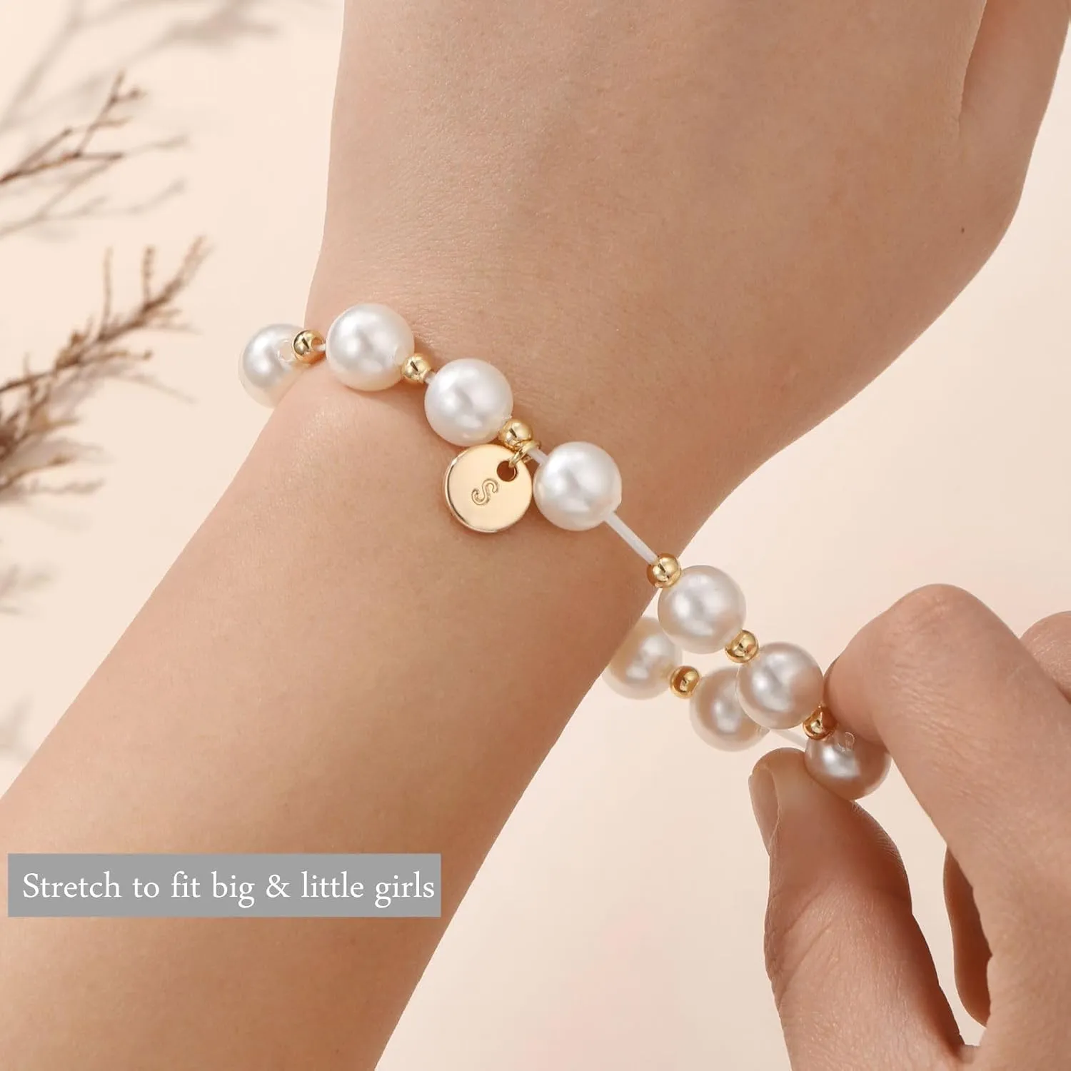 Flower Girl Proposal Gifts, Initial A-Z Bracelet Initial Pearl Bracelets Will You Be My Flower Girl Gift.