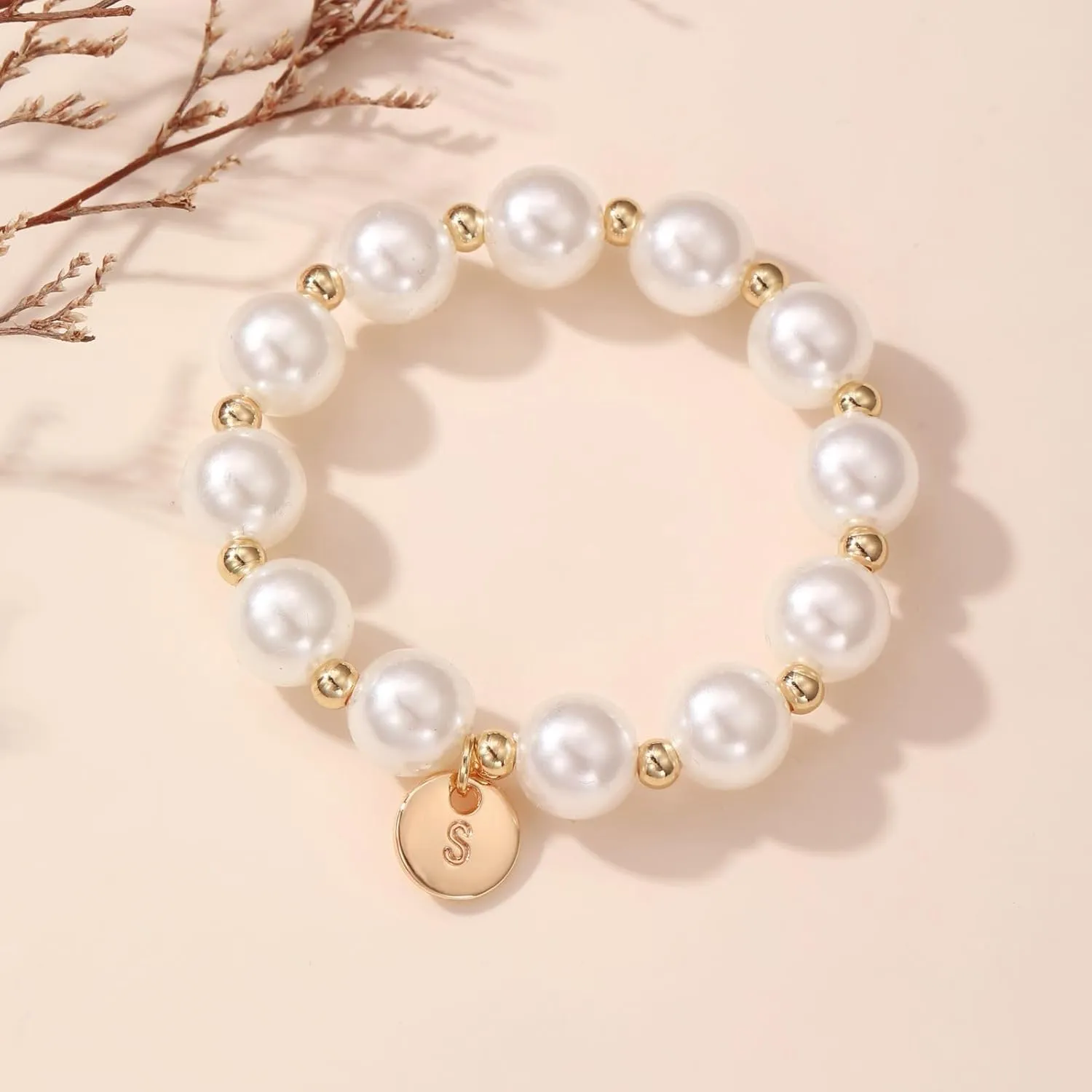 Flower Girl Proposal Gifts, Initial A-Z Bracelet Initial Pearl Bracelets Will You Be My Flower Girl Gift.