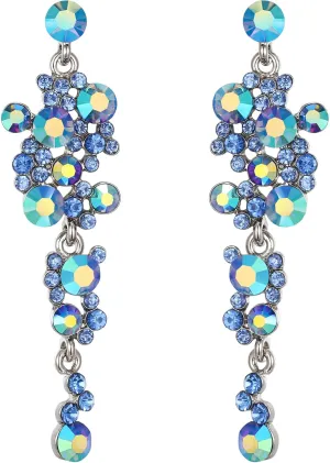 Flyonce Women's Crystal Wedding Bohemian Boho Floral Chandelier Long Dangle Earrings