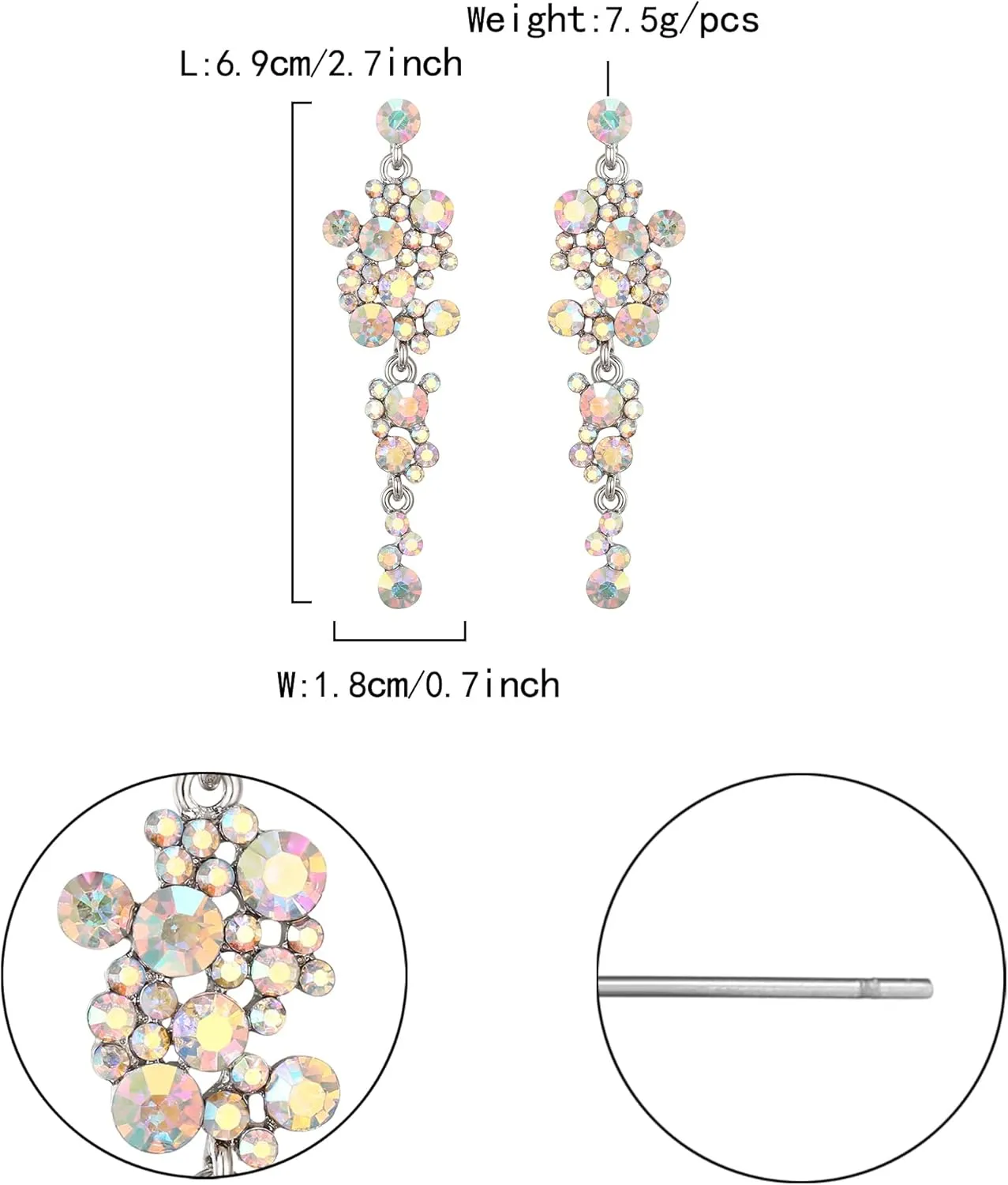 Flyonce Women's Crystal Wedding Bohemian Boho Floral Chandelier Long Dangle Earrings