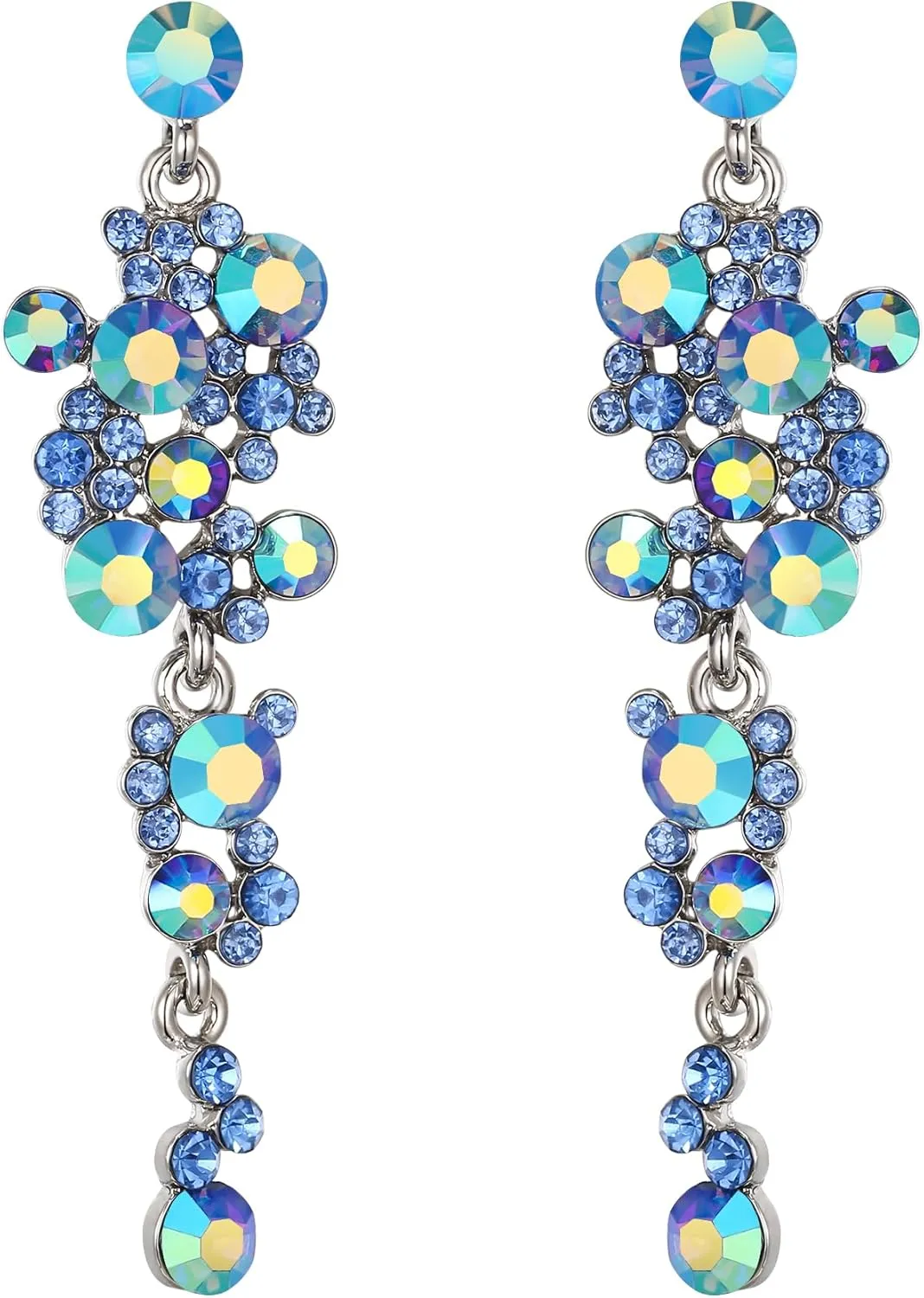 Flyonce Women's Crystal Wedding Bohemian Boho Floral Chandelier Long Dangle Earrings