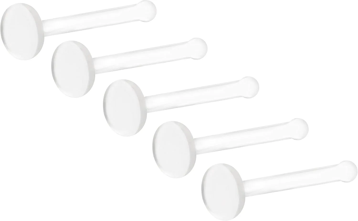Forbidden Body Jewelry 20G Clear Nose Studs - 2mm Invisible Clear Piercing Retainers Jewelry Set, I Shaped, Flat Nose Rings Women & Men - Bioflex Small Nose Studs for Work (1, 2 or 5 Pcs)