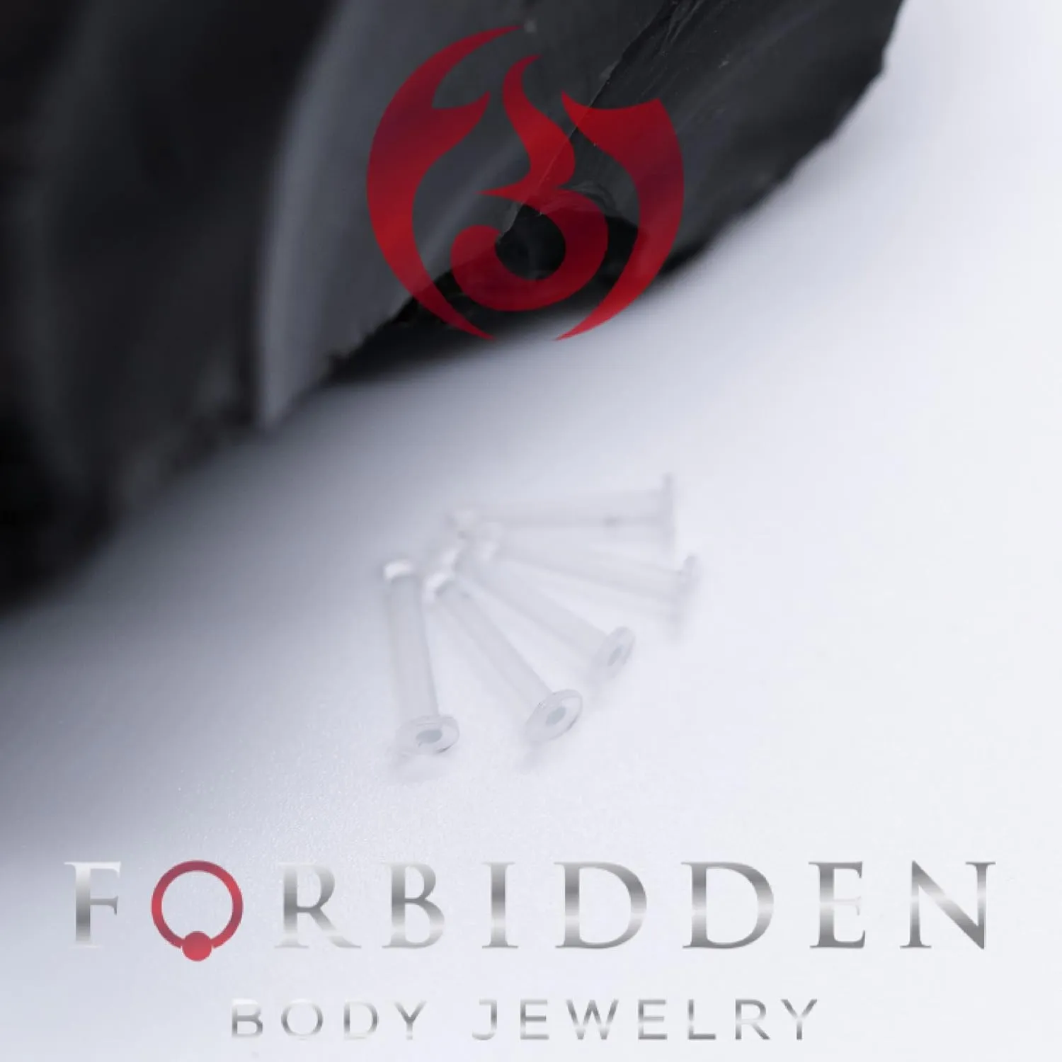 Forbidden Body Jewelry 20G Clear Nose Studs - 2mm Invisible Clear Piercing Retainers Jewelry Set, I Shaped, Flat Nose Rings Women & Men - Bioflex Small Nose Studs for Work (1, 2 or 5 Pcs)