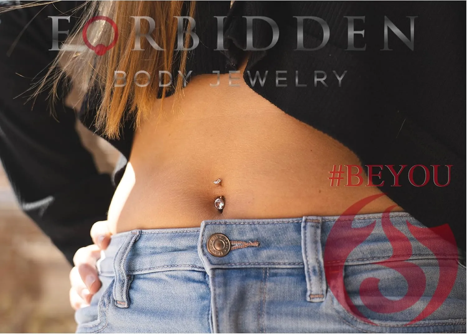 Forbidden Body Jewelry 316L Surgical Steel Belly Button Ring 14G 5-8mm Clear Crystal - Titanium IP Plated Piercing - Cute Small Barbell Belly Rings Women Navel Piercing Set 1 Pc 10mm