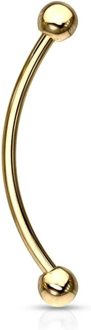 Forbidden Body Jewelry Snake Eyes Piercing Jewelry Tongue, Conch, Belly Button or Eyebrow Rings for Women & Men - 16g Curved Barbell 3mm Solid Ball Ends Surgical Steel Piercing Gold (1 Pc - 9/16")