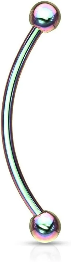 Forbidden Body Jewelry Snake Eyes Piercing Jewelry Tongue, Conch, Belly Button or Eyebrow Rings for Women & Men - 16g Curved Barbell 3mm Solid Ball Ends Surgical Steel Piercing Rainbow (1 Pc - 5/8")
