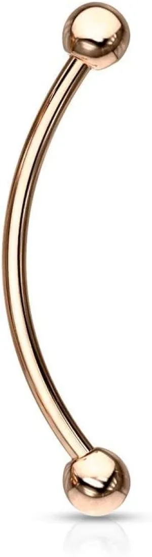 Forbidden Body Jewelry Snake Eyes Piercing Jewelry Tongue, Conch, Belly Button or Eyebrow Rings for Women & Men - 16g Curved Barbell 3mm Solid Ball Ends Surgical Steel Piercing Rose Gold (1 Pc - 5/8")