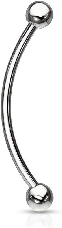 Forbidden Body Jewelry Snake Eyes Piercing Jewelry Tongue, Conch, Belly Button or Eyebrow Rings for Women & Men - 16g Curved Barbell 3mm Solid Ball Ends Surgical Steel Piercing Silver (1 Pc - 9/16")