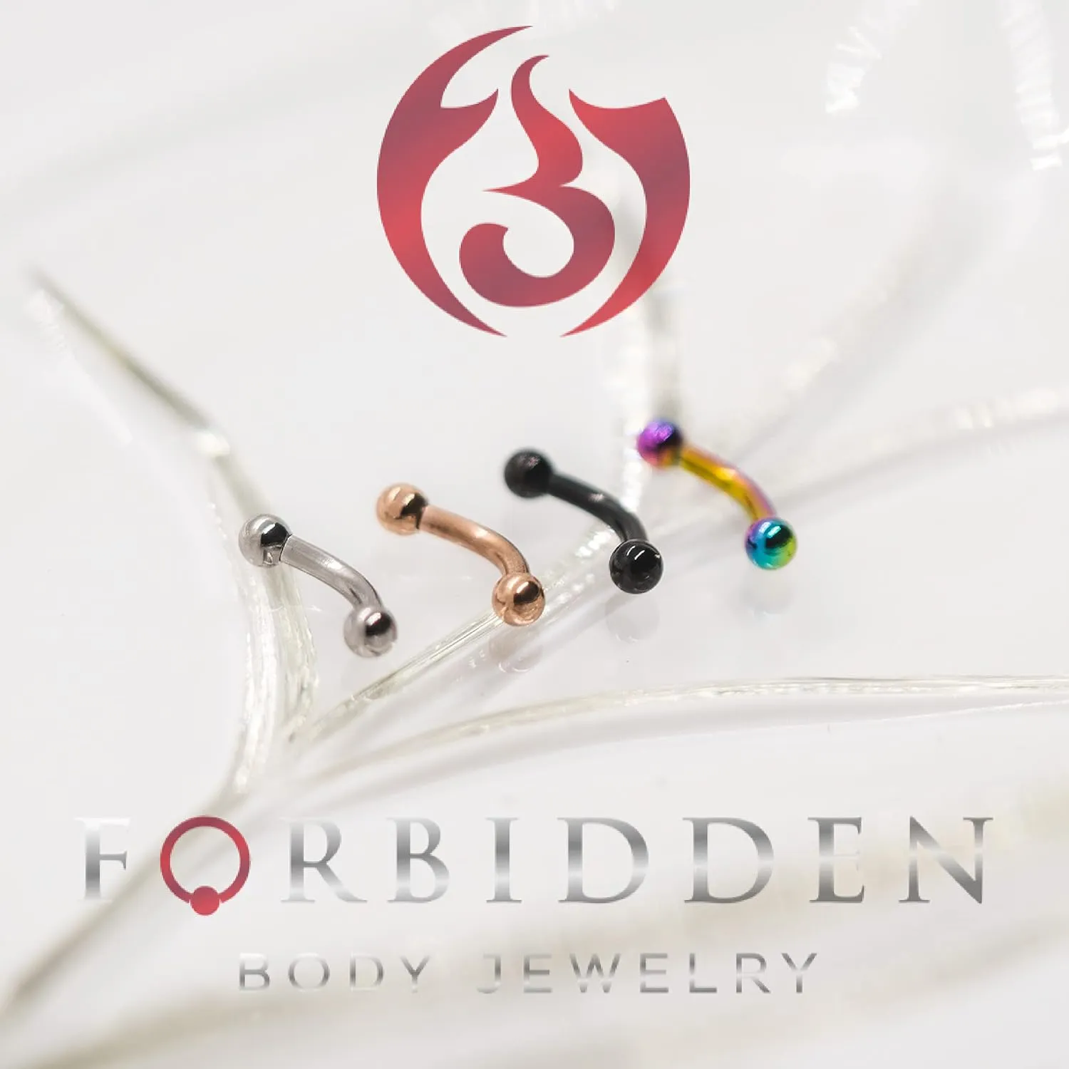 Forbidden Body Jewelry Surgical Steel Petite Belly Button Rings Curved Navel Barbell Set 14G 5/16 Inch 3mm End Balls