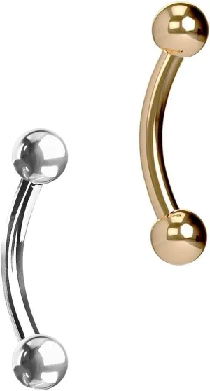 Forbidden Body Jewelry Surgical Steel Petite Belly Button Rings Curved Navel Barbell Set 14G 5/16 Inch 3mm End Balls