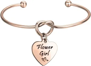 FOTAP Wedding Gift Flower Girl Bangle Love Knot Bracelet Flower Girl Jewelry Gift for Bridesmaid, Mother of The Bride