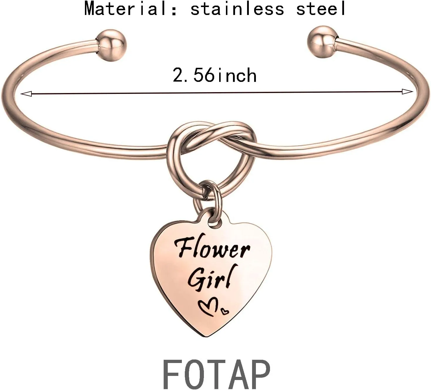 FOTAP Wedding Gift Flower Girl Bangle Love Knot Bracelet Flower Girl Jewelry Gift for Bridesmaid, Mother of The Bride