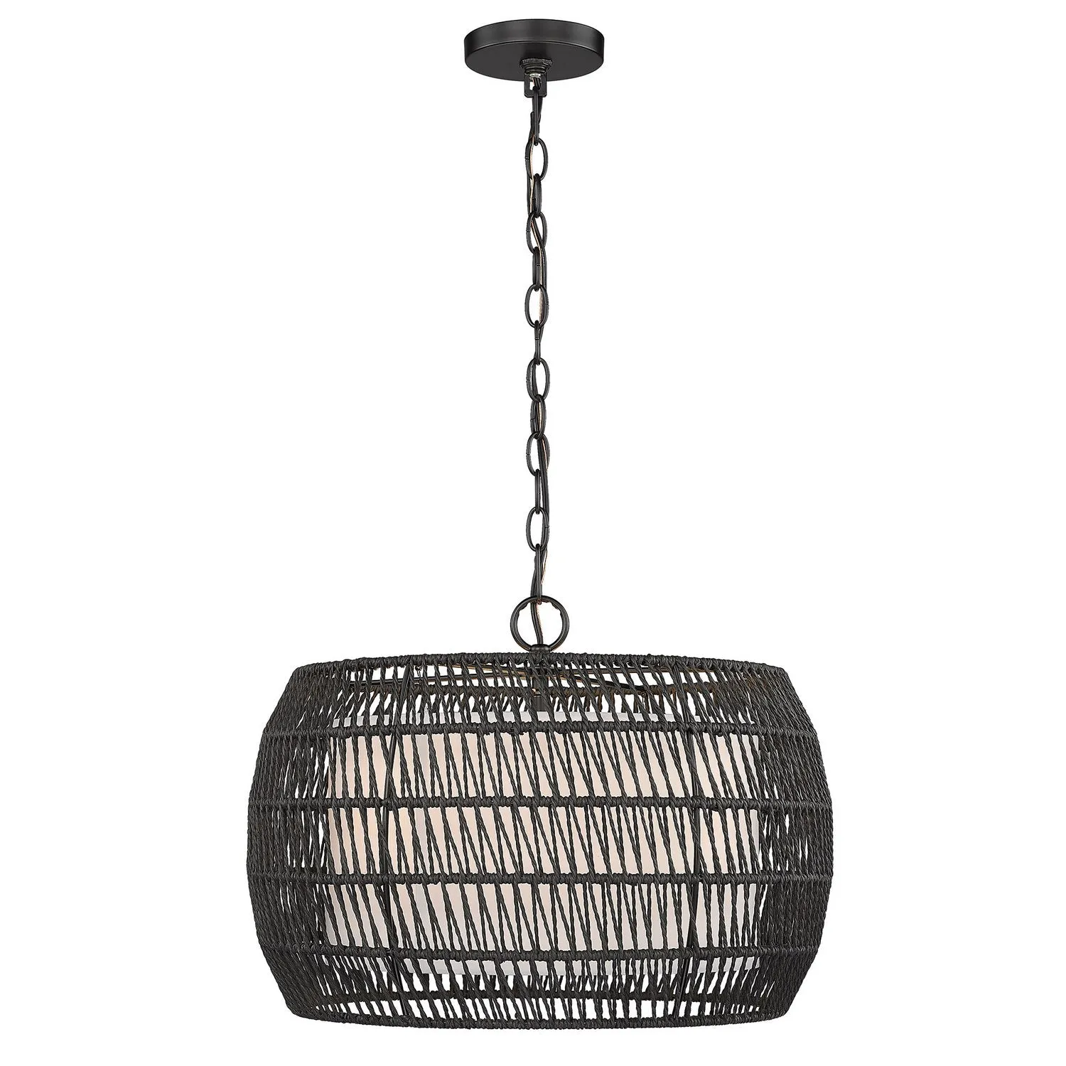 Four Light Pendant from the Everly Collection in Matte Black Finish by Golden