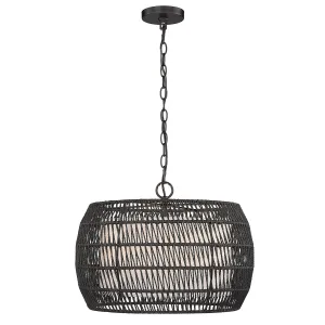 Four Light Pendant from the Everly Collection in Matte Black Finish by Golden