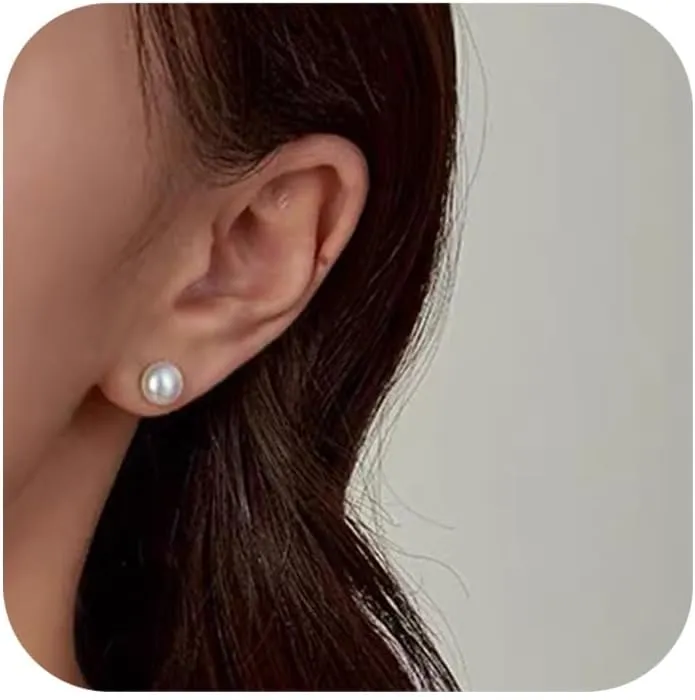 Freshwater Cultured Pearl Earrings,7mm Real Pearl Earrings for Women,Quality Handpicked 925 Sterling Silver Earrings Pearl Studs