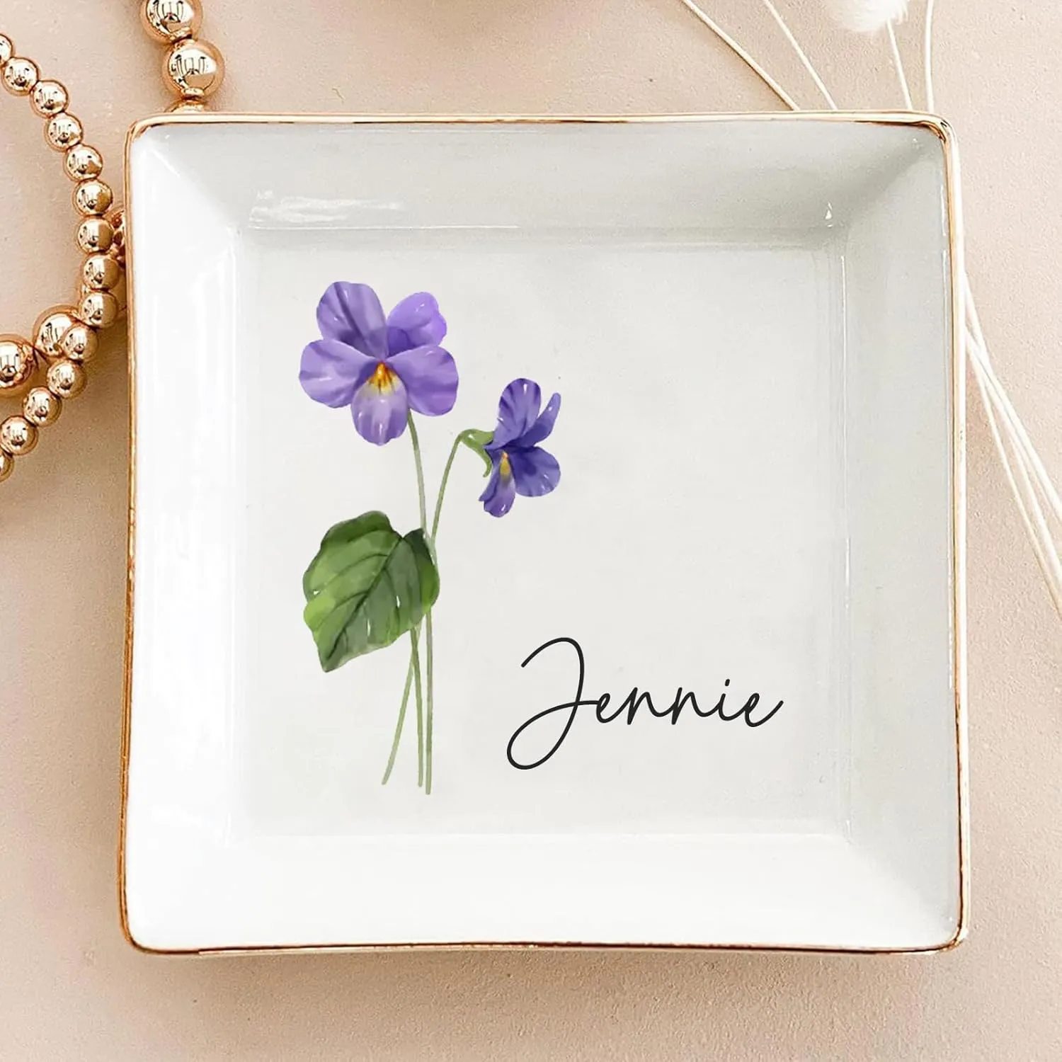 Friends are Flowers That Never Fade, Custom Birth Month Flower Jewelry Dish, Personalized Trinket Tray Ring Dish, Birthday Gift for Friend, BFF Gift, Wedding Gift for Women
