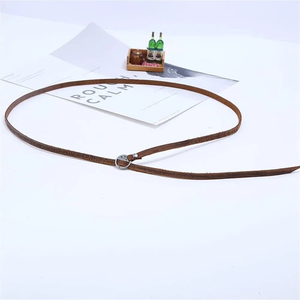 Fuqimanman2020 Handmade Genuine Leather 0.6cm Width 5 Wrap Bracelet for Women Alphabets Stamped Inspirational Words Multilayer Leather Bracelet Jewelry Gift For Men Women