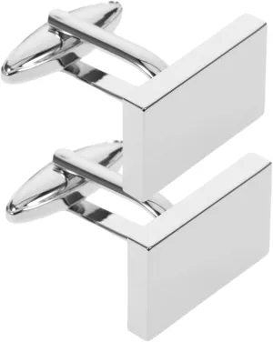 GALPADA 1 Pair Men's Sterling Silver Cufflinks Set Groom Cuff-link Rectangle Shiny Metal Cufflinks Original Design for Cuff Shirt