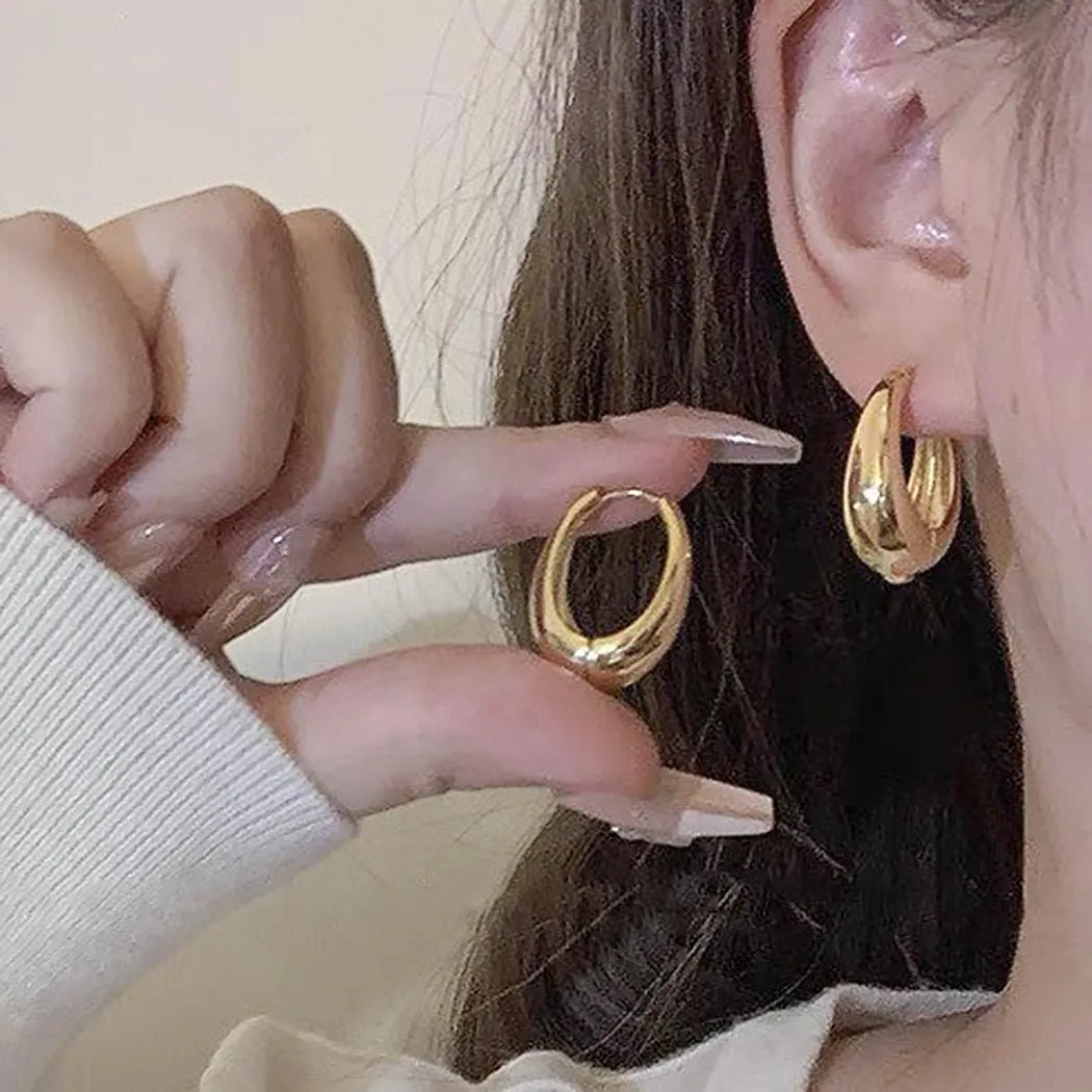 Gangel Gold Hoop Earring for Women Hypoallergenic Lightweight Small Hoop Earrings Huggie Chunky Hoops Earring Prom Trendy Earring Jewelry