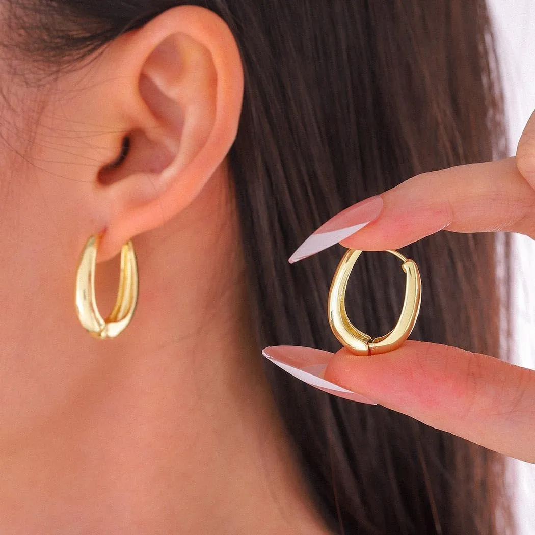 Gangel Gold Hoop Earring for Women Hypoallergenic Lightweight Small Hoop Earrings Huggie Chunky Hoops Earring Prom Trendy Earring Jewelry