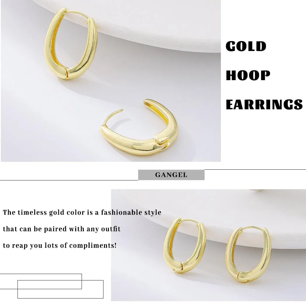 Gangel Gold Hoop Earring for Women Hypoallergenic Lightweight Small Hoop Earrings Huggie Chunky Hoops Earring Prom Trendy Earring Jewelry