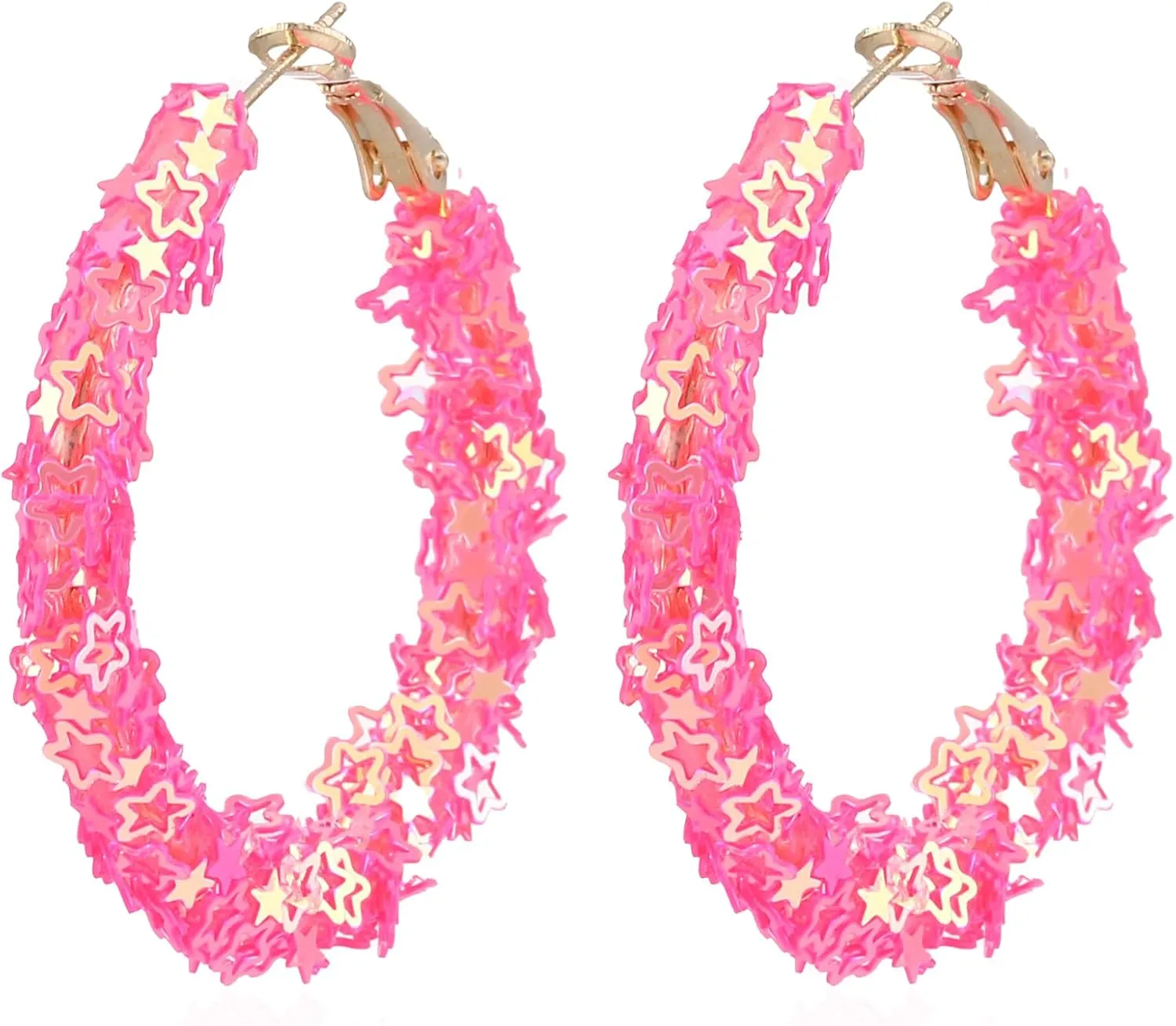 GBAHFY Bohemian Shiny Glitter Sequins Hoop Earrings Wrapped Gold Plated Circle Statement Rhinestone Dangle Drop Earrings for Women Boho