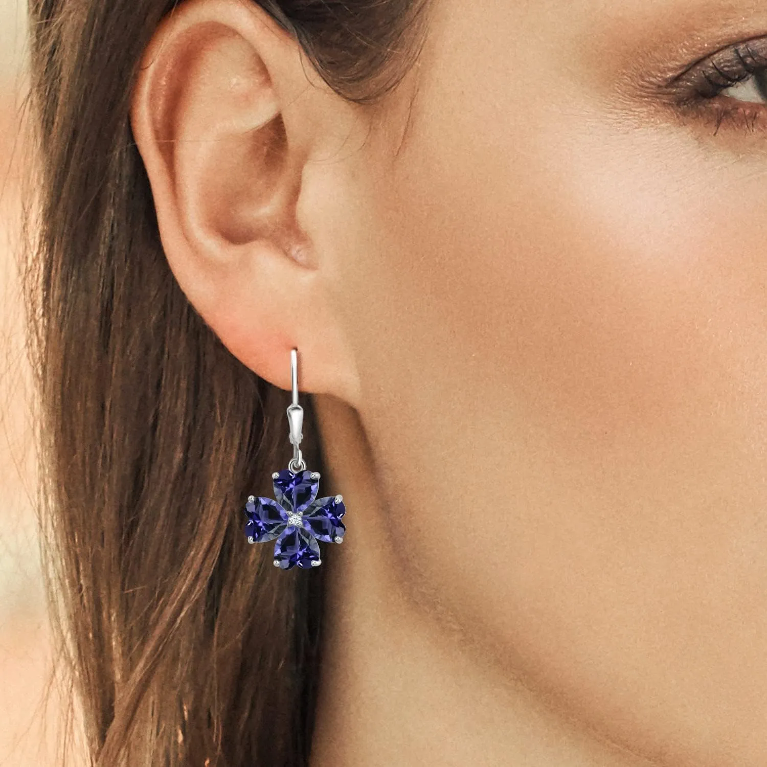 Gem Stone King 6MM Heart Shape Gemstone Birthstone Leverback Drop Dangle Earrings For Women | 925 Sterling Silver | Fine Jewelry Gifts for Her Mom Women Wife
