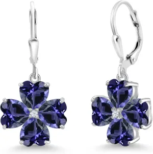 Gem Stone King 6MM Heart Shape Gemstone Birthstone Leverback Drop Dangle Earrings For Women | 925 Sterling Silver | Fine Jewelry Gifts for Her Mom Women Wife
