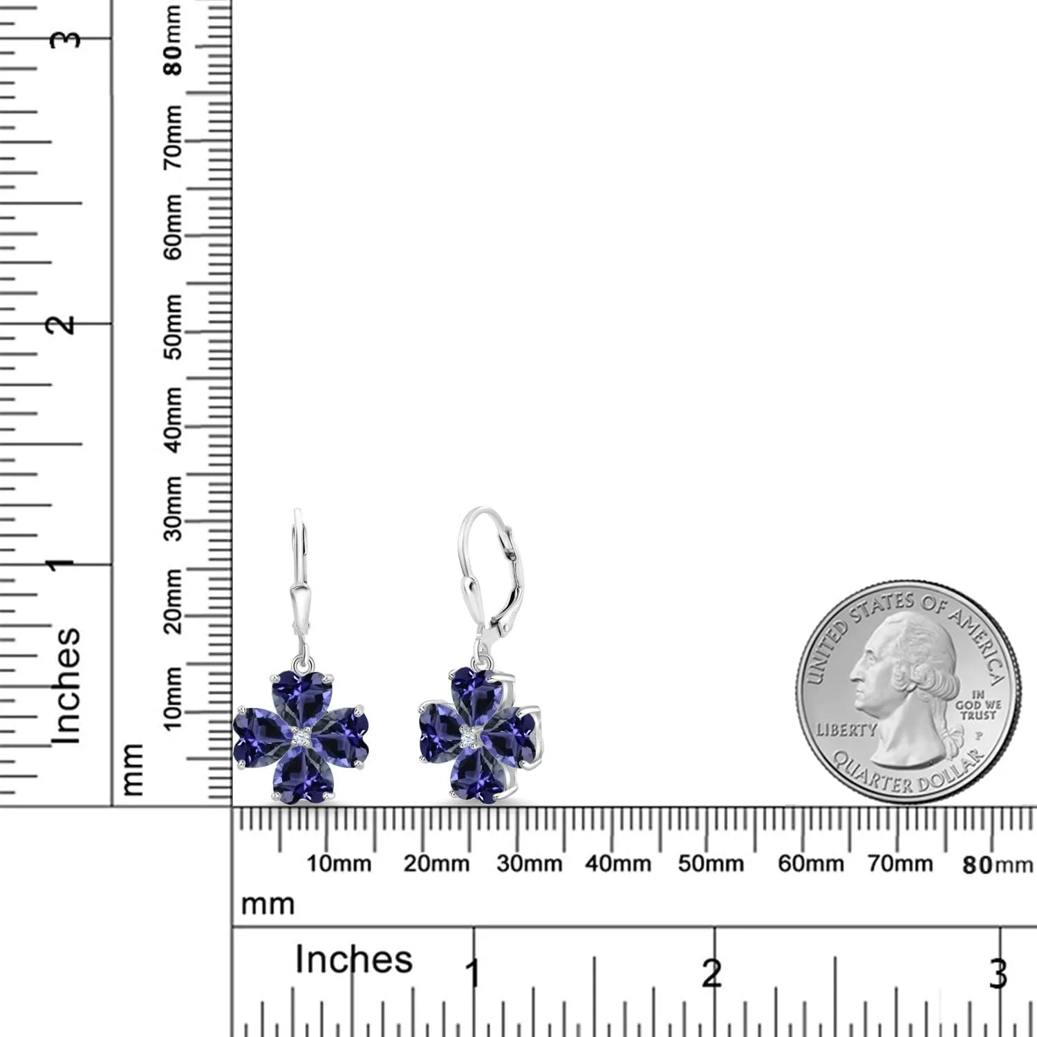 Gem Stone King 6MM Heart Shape Gemstone Birthstone Leverback Drop Dangle Earrings For Women | 925 Sterling Silver | Fine Jewelry Gifts for Her Mom Women Wife