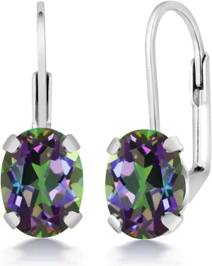 Gem Stone King 8X6MM Oval Gemstone Birthstone Leverback Drop Dangle Earrings For Women | Fine Jewelry Gifts for Her Mom Women Wife
