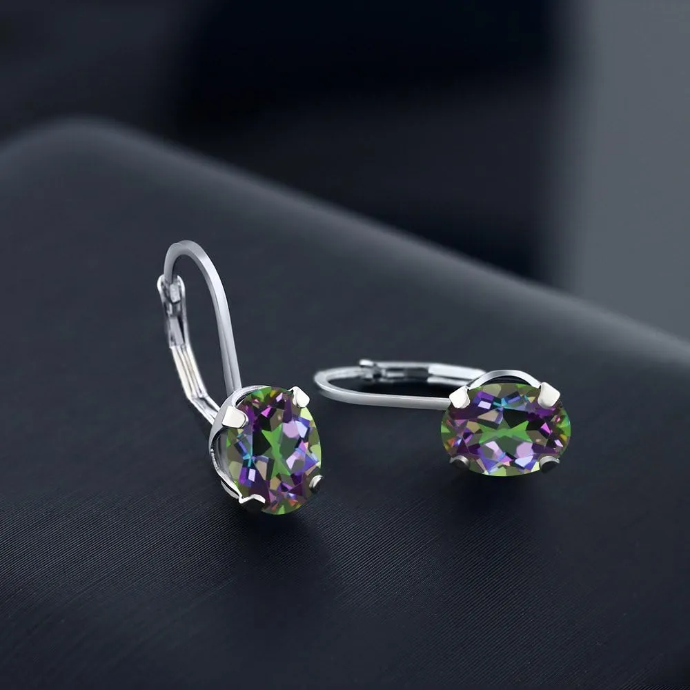 Gem Stone King 8X6MM Oval Gemstone Birthstone Leverback Drop Dangle Earrings For Women | Fine Jewelry Gifts for Her Mom Women Wife