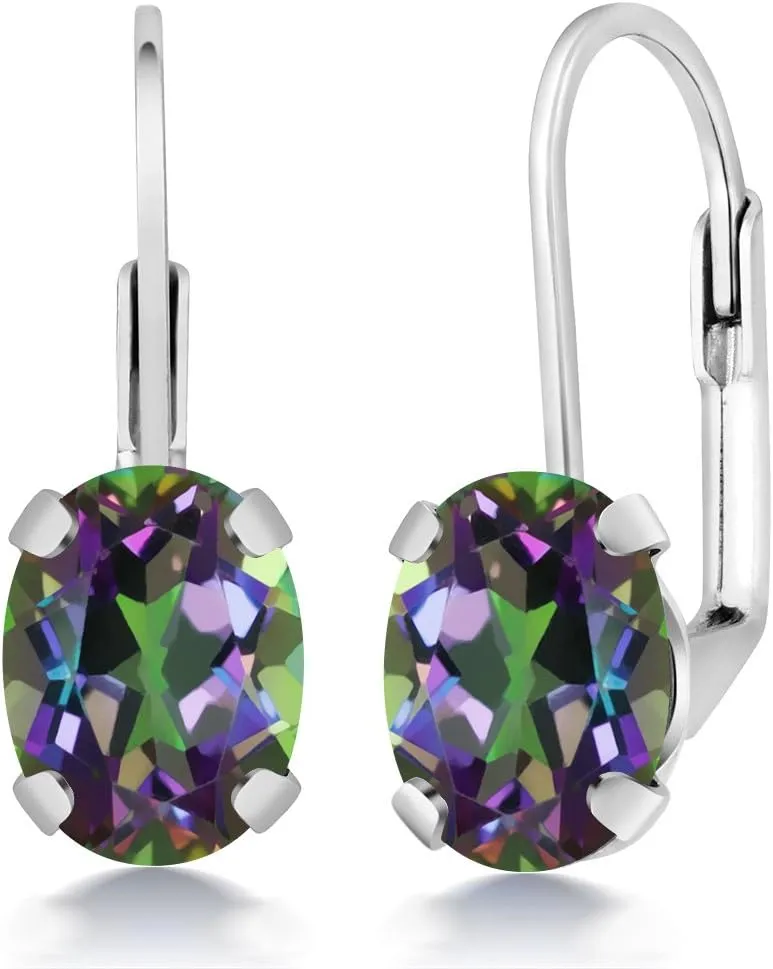Gem Stone King 8X6MM Oval Gemstone Birthstone Leverback Drop Dangle Earrings For Women | Fine Jewelry Gifts for Her Mom Women Wife