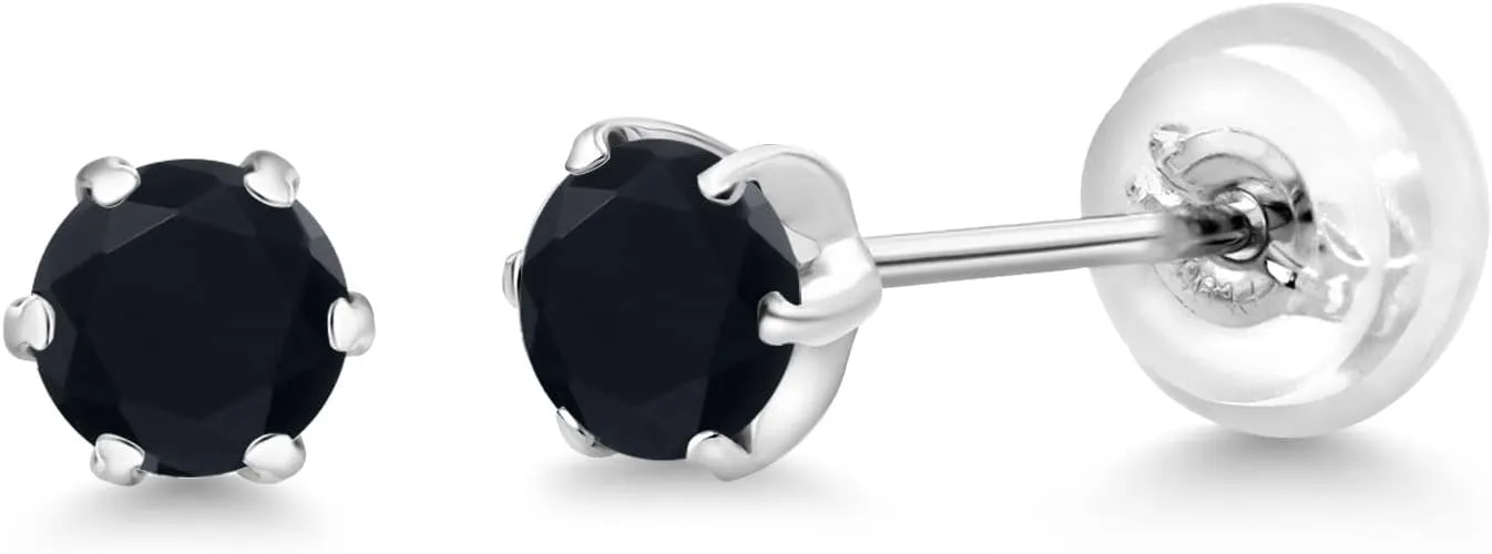 Gem Stone King Pure PT900 Platinum 900 Six Prong 3.5MM Round Gemstone Birthstone Stud Earrings For Women Men