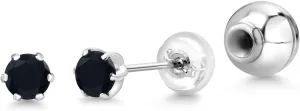 Gem Stone King Pure PT900 Platinum 900 Six Prong 3.5MM Round Gemstone Birthstone Stud Earrings For Women Men