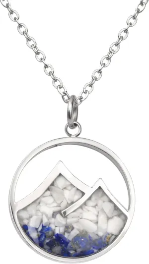 Gemstone Mountain Necklace for Women White Howlite Turquoise Tumbled Chips Pendant Necklace Dainty Mountain Range Necklaces for Women Nature Jewelry Gift