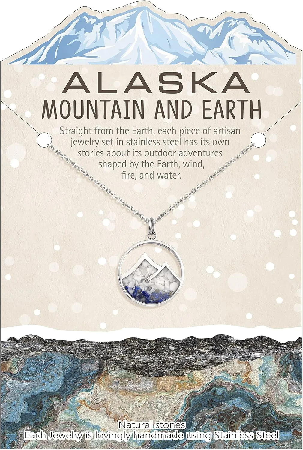 Gemstone Mountain Necklace for Women White Howlite Turquoise Tumbled Chips Pendant Necklace Dainty Mountain Range Necklaces for Women Nature Jewelry Gift