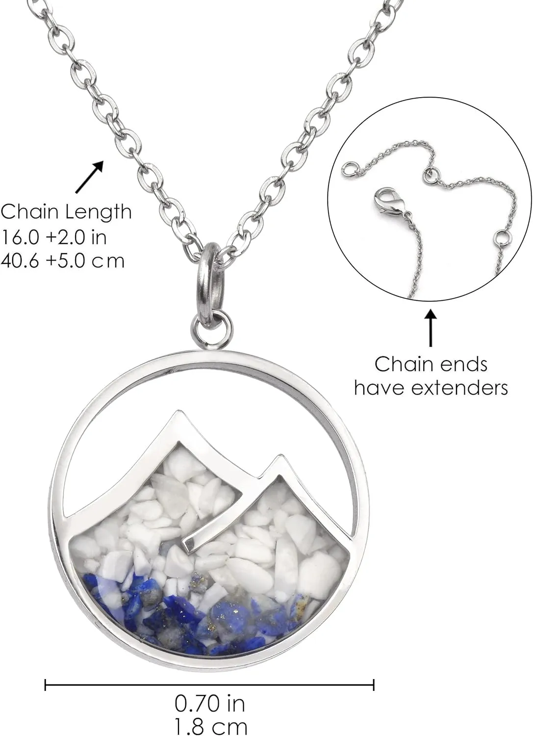 Gemstone Mountain Necklace for Women White Howlite Turquoise Tumbled Chips Pendant Necklace Dainty Mountain Range Necklaces for Women Nature Jewelry Gift
