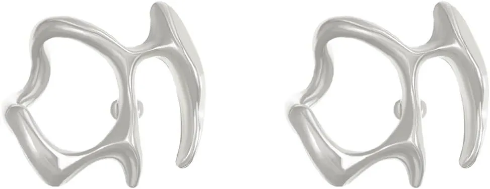 Geometrically Irregular Liquid Hollow Studs Earrings Huggie Minimalist Ear Clip Earrings Hypoallergic Gold Plated Ear Studs Lightweight Hollow Open Hoops Ear Studs Fashion Jewelry for Women
