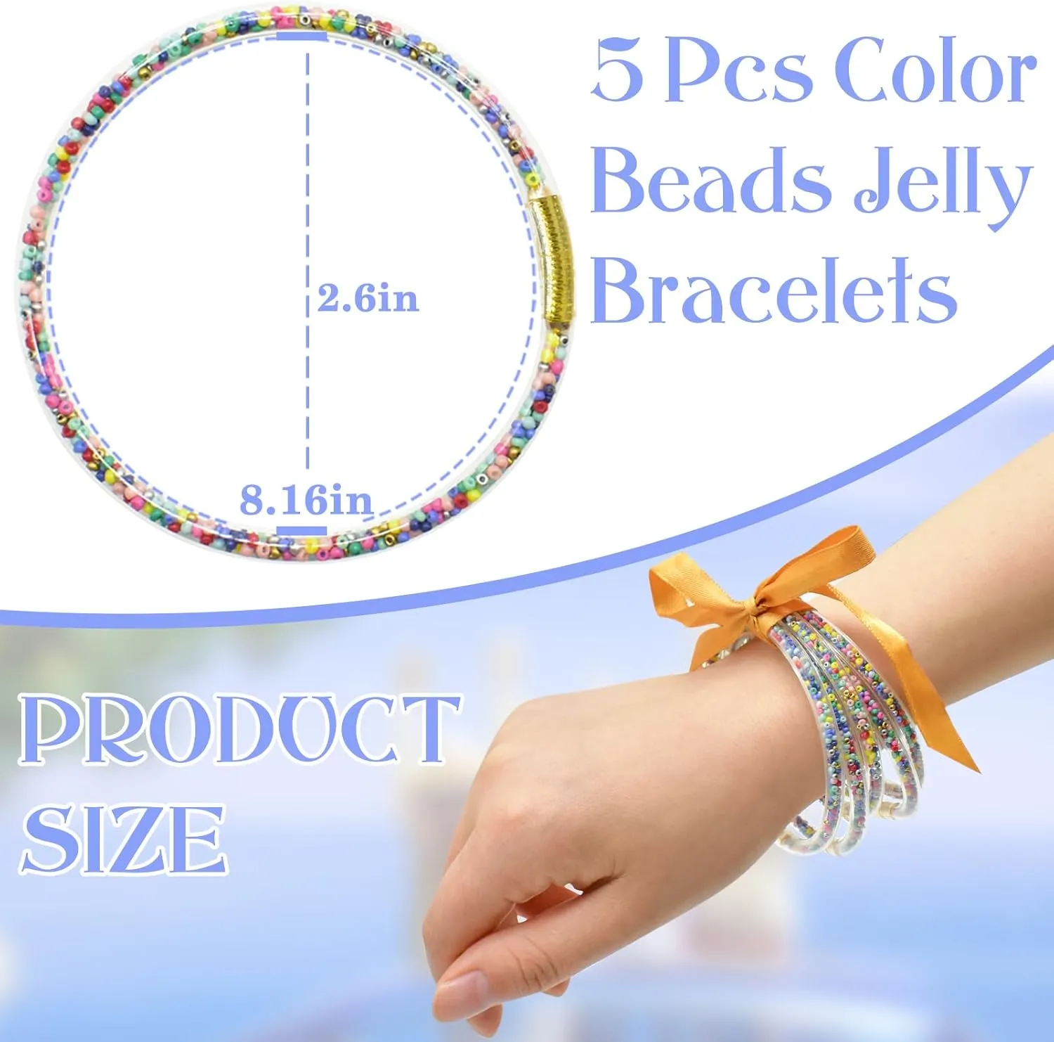 Glitter Jelly Bracelets, Soft Silicone Glitter Filled Jelly Bangles Bracelets Women- Sparkling Fashion Bangles for Women
