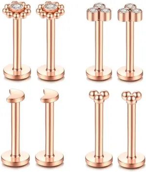 Gnoliew 16G 316L Stainless Steel Labret Monroe Lip Ring Studs Cartilage Helix Tragus Conch Daith Nose Piercing Jewelry.