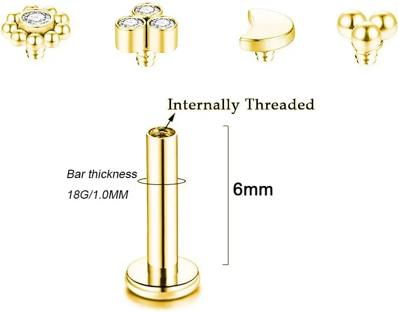 Gnoliew 16G 316L Stainless Steel Labret Monroe Lip Ring Studs Cartilage Helix Tragus Conch Daith Nose Piercing Jewelry.