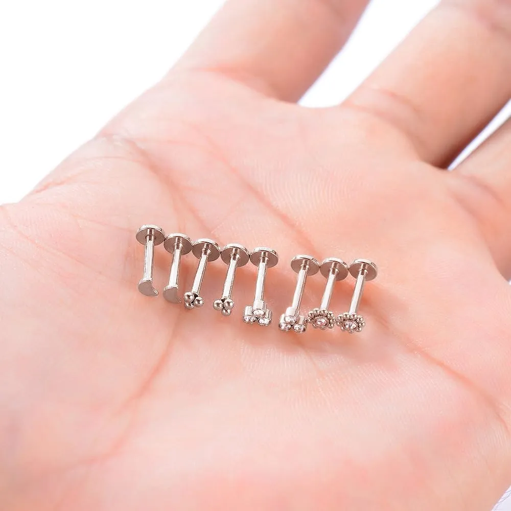 Gnoliew 16G 316L Stainless Steel Labret Monroe Lip Ring Studs Cartilage Helix Tragus Conch Daith Nose Piercing Jewelry.
